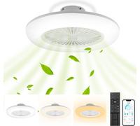 TolleTour Ventilateur de plafond 80W avec éclairage LED et télécommande Ventilateur Ventilateur Lampe de plafond blanc
