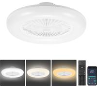 TolleTour Ventilateur de plafond LED avec éclairage et télécommande Dimmable Plafonnier Chambre à coucher Salon 80W