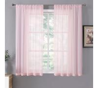 Tollpiz Lot de 2 panneaux en lin texturé pour chambre à coucher Motif tringle de filtration de la lumière Rose 137 x 160 cm