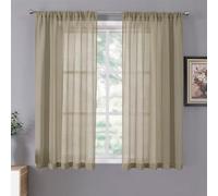 Tollpiz Lot de 2 rideaux courts en lin texturé pour chambre à coucher, filtrage de la lumière, rideaux en voile pour le salon, 137,2 x 114,3 cm