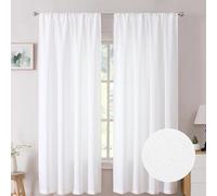 Tollpiz Lot de 2 rideaux courts semi-transparents en toile de jute filtrant la lumière pour salon, 96,5 x 114,3 cm de long, blanc
