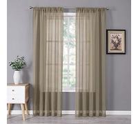Tollpiz Lot de 2 Rideaux Transparents en Lin texturé pour Chambre à Coucher, filtrage de la lumière, Rideau en Voile pour Le Salon, 137,2 x 241,3 cm de Long, Taos Taupe,