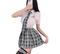 Tolnecty Tenue d'écolière sexy et mignonne pour étudiante - Mini jupe tartan - Costume de cosplay