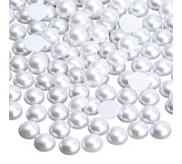 Tolospace Lot de 1 000 perles d'imitation demi-rondes en plastique blanc de 4 mm pour travaux manuels, nail art, décorations à faire soi-même