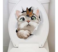 TOLOVIS TOLOVIS-001 Autocollant 3D créatif pour abattant de toilettes, motif chat papillon, fleur, oiseau, étanche, pour abattant de toilettes, réservoir de réservoir