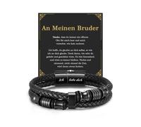 TOLOWOBK Cadeau de Saint-Valentin pour homme - Bracelet en cuir tressé avec gravure - Bracelet en cuir avec fermeture magnétique - Cadeau d'anniversaire pour homme, papa, fils, frère, Cuir, No