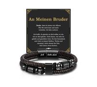 TOLOWOBK Cadeau de Saint-Valentin pour homme - Bracelet en cuir tressé avec gravure - Bracelet en cuir avec fermeture magnétique - Cadeau d'anniversaire pour homme, papa, fils, frère, Cuir, No