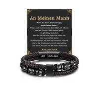TOLOWOBK Cadeau de Saint-Valentin pour homme - Bracelet en cuir tressé avec gravure - Bracelet en cuir avec fermeture magnétique - Cadeau d'anniversaire pour homme, papa, fils, frère, Cuir, No
