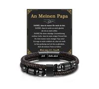 TOLOWOBK Cadeau de Saint-Valentin pour homme - Bracelet en cuir tressé avec gravure - Bracelet en cuir avec fermeture magnétique - Cadeau d'anniversaire pour homme, papa, fils, frère, Cuir, No
