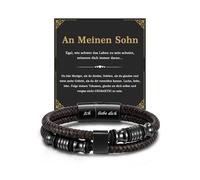 TOLOWOBK Cadeau de Saint-Valentin pour homme - Bracelet en cuir tressé avec gravure - Bracelet en cuir avec fermeture magnétique - Cadeau d'anniversaire pour homme, papa, fils, frère, Cuir, No