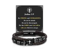 TOLOWOBK Cadeaux pour homme, papa, mari, petit ami, fils, frère, bracelet en cuir gravé pour homme, adolescent, garçon, bracelet en cuir marron tressé pour homme, cadeau de Saint-Valentin, Pâques