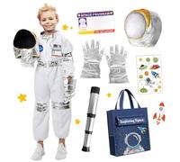 TOLOYE Déguisement Astronaute Enfant, Costume Astronaute avec Astronaute Casque Astronaute Sac à Dos Gants, Cadeau pour les Enfants, Déguisement Cosmonaute pour Anniversaire Cosplay Carnaval (L)