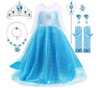 TOLOYE Robe Princesse Fille, Déguisement Princesse avec Couronne, Collier et Ensemble, Robe Princesse, Jupe Tulle Longue pour Anniversaire, Cosplay et Fête de Mariage