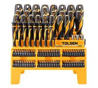 TOLSEN 20185 Jeu de tournevis Outillage avec support porte-tournevis 100 pièces tournevis assortis + embouts + douilles professionnelles