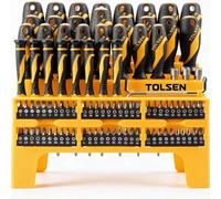 TOLSEN 20185 Jeu de tournevis Outillage avec support porte-tournevis 100 pièces tournevis assortis + embouts + douilles professionnelles