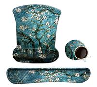 ToLuLu Tapis de souris ergonomique en gel pour ordinateur portable, tapis de souris et clavier avec mousse à mémoire de forme pour faciliter la saisie de la douleur, peinture Van Gogh