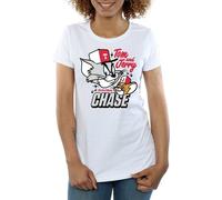 Tom and Jerry - "Cat & Mouse Chase" T-shirt pour femme BI725 (L) (Blanc)
