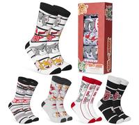 Tom and Jerry Chaussettes Homme EU 40-45, 5 Paires de Chaussettes Fantaisie, Confortables et Douce, Cosy Idee Cadeau (Gris/Multi)