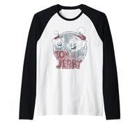 Tom and Jerry Christmas Santa Hats Retro Manche Raglan