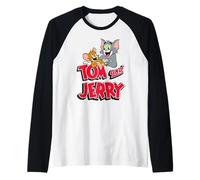 Tom and Jerry Leaning with Logo Manche Raglan