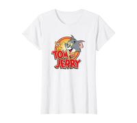 Tom and Jerry PAPL2328 Graphique Vintage T-Shirt, Femme, Blanc, S