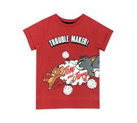 Tom and Jerry T-Shirt pour Garçons Haut à Manches Courtes pour Enfants 12-18 Mois Rouge