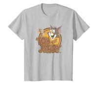 Tom and Jerry Water Damaged T-Shirt, Enfant, Argent, 10 Ans