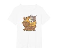 Tom and Jerry Water Damaged T-Shirt, Femme Grandes Tailles, Blanc, 2X