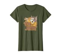 Tom and Jerry Water Damaged T-Shirt, Femme, Olive, XS