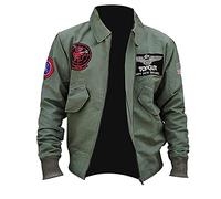 Tom Cruise Top Air Force G1 Maverick Flight Aviator Pilot Blouson en coton vert pour homme, Vert, L