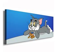 TOM ET JERRY - Toile encadrée pour chambre d'enfant - 120 x 50 cm