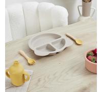 Tom ET Zoe, PU0027, Assiette en Silicone antidérapante pour Enfants, Design Ours ludique, 3 Compartiments Pratiques, Facile à Nettoyer, sans BPA, idéale pour Les Repas, Gris 20 cm, Couleur Assorties