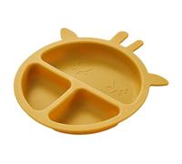 Tom ET Zoe, PU0034, Assiette en Silicone Girafe pour Enfants, Design ludique et antidérapant, 3 Compartiments pour Repas variés, Facile à Nettoyer, Jaune, Taille Unique, Couleur Assorties