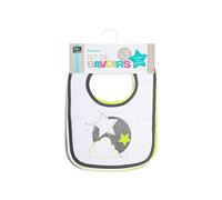 Tom et ZOÉ - PU1001 Lot de 5 Bavoirs en Tissu Doux et Résistant - Attache Auto-Agrippante - pour Repas et Activités - Lavables en Machine - Taille Unique - Design Assorti