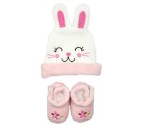 Tom ET Zoe, PU2196, Bonnet et Chaussons pour bébé Fille, Confort Optimal en Polyester Doux, Design Adorable et Pratique, Dimensions 28 x 14 cm, Taille Unique, Couleur Rose