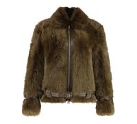 Tom Ford - Blouson en peau lainée avec détails en cuir - Femme - Vestes - Vert - Taille: 34 FR