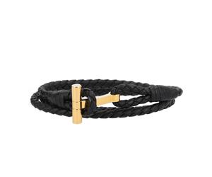 Tom Ford - Braided Leather T Bracelet - Homme - Accessoires - Noir - Taille: XL