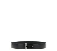 Tom Ford - Ceinture T en cuir lisse à boucle émaillée - Homme - Accessoires - Noir - Taille: 90 CM