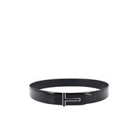 Tom Ford - Ceinture T en cuir lisse avec boucle émaillée - Homme - Accessoires - Noir - Taille: 110 CM