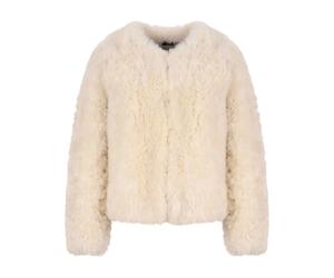 Tom Ford - Collarless Shearling Jacket - Femme - Vestes - Beige - Taille: 38 FR