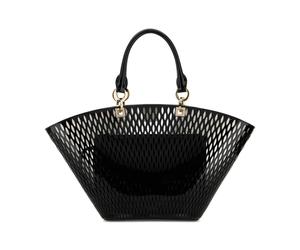 Tom Ford - Cut Out Patent Leather Medium Panier - Femme - Sacs - Noir - Taille: ONE Size