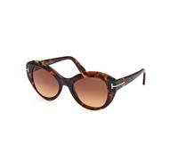 TOM FORD Femme FT1084 GUINEVERE 52F Lunettes de soleil Acétate Havane sombre Marron Papillon Normale Ombré