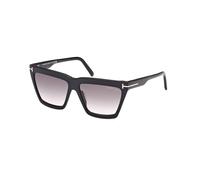 TOM FORD Femme FT1110 EDEN 01B Lunettes de soleil Acétate Noir Gris Géométrique Normale Ombré