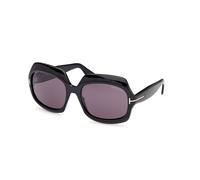TOM FORD Femme FT1155 REN 01A Lunettes de soleil Acétate Noir Fumée Géométrique Normale