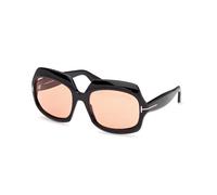 TOM FORD Femme FT1155 REN 05E Lunettes de soleil Acétate Noir Marron Géométrique Photochromatique
