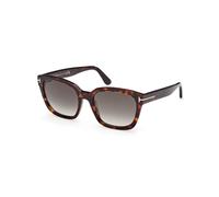 TOM FORD Femme FT1216 HAYLAY 52B Lunettes de soleil Acétate Havana Marrone Carré Normale Sfumato