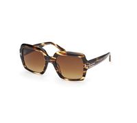 TOM FORD Femme TOM FORD FT1082 KAYA 55F Lunettes de soleil Acétate La Havane Marron Carré Normale