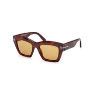 TOM FORD Femme TOM FORD FT1191 LUNA 53E Lunettes de soleil Acétate Havane Marron Papillon Normale