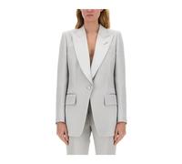 Tom Ford, Femme, Vestes, Gris, Taille: 40 FR Veste Blazer Croisée à Revers Châle