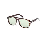 TOM FORD Homme FT1022 ROSCO 52N Lunettes de soleil Acétate Havane sombre Vert Carré Normale